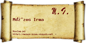 Mézes Irma névjegykártya